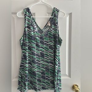 Banana Republic Lucy Tank Top Visit sleeveless blue green abstract print Modern